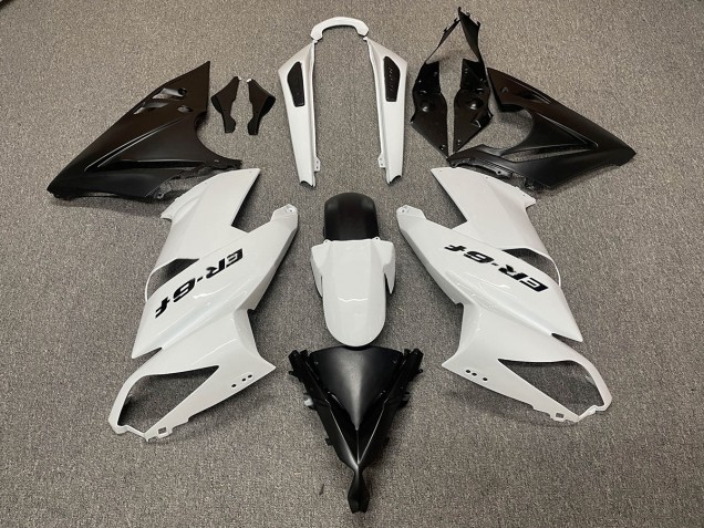 White Black Logo 2009-2011 Ninja 650R Motorcycle Fairing White Black Logo 2009-2011 Ninja 650R Motorcycle Fairing