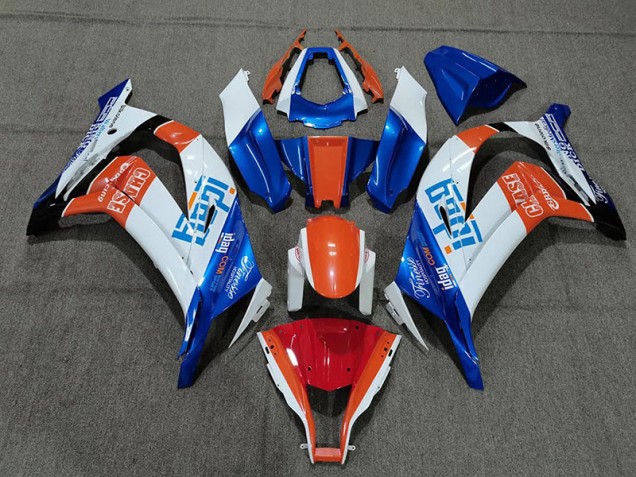 White Blue and Orange 2011-2015 ZX10R Motorcycle Fairing White Blue and Orange 2011-2015 ZX10R Motorcycle Fairing