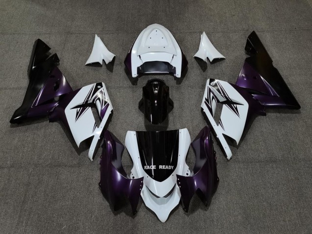 White Purple and Black 2004-2005 ZX10R Motorcycle Fairing White Purple and Black 2004-2005 ZX10R Motorcycle Fairing
