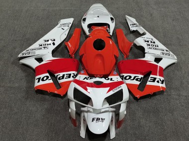 White Red and Orange Repsol 2005-2006 CBR600RR Motorcycle Fairing