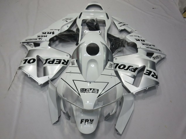 White Silver Repsol 2003-2004 CBR600RR Motorcycle Fairing White Silver Repsol 2003-2004 CBR600RR Motorcycle Fairing