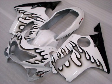 White and Black Flames 1999-2000 CBR600 F4 Motorcycle Fairing