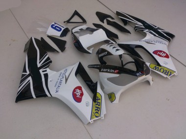 White and Black with Flag 2006-2008 Daytona 675 Motorcycle Fairing