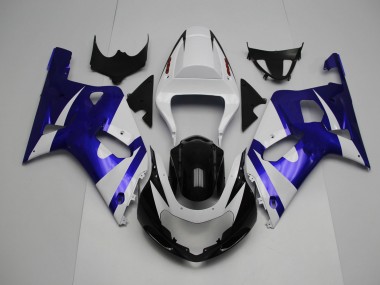 White and Blue 2001-2003 GSXR 600-750 Motorcycle Fairing