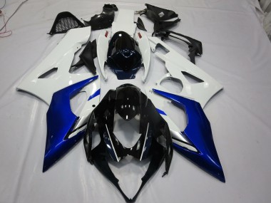 White and Blue 2005-2006 GSXR 1000 Motorcycle Fairing