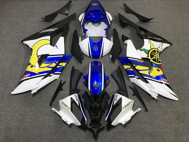 White and Blue Custom 2008-2016 R6 Motorcycle Fairing White and Blue Custom 2008-2016 R6 Motorcycle Fairing