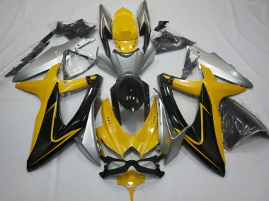 Yellow Black and Silver 2008-2010 GSXR 600-750 Motorcycle Fairing