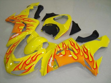 Yellow Orange Flame 2006-2007 ZX10R Motorcycle Fairing