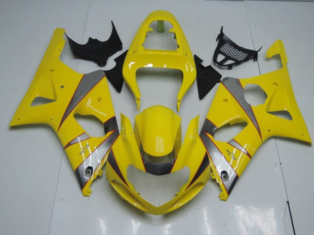 Yellow and Silver 2000-2002 GSXR 1000 Motorcycle Fairing Yellow and Silver 2000-2002 GSXR 1000 Motorcycle Fairing