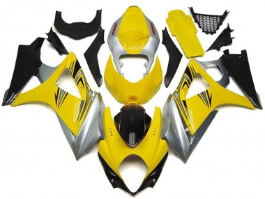 Yellow and Silver OEM Style 2007-2008 GSXR 1000 Motorcycle Fairing