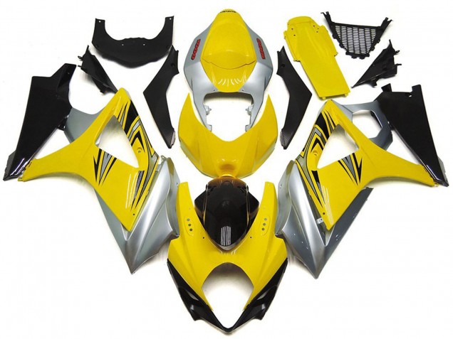 Yellow and Silver OEM Style 2007-2008 GSXR 1000 Motorcycle Fairing Yellow and Silver OEM Style 2007-2008 GSXR 1000 Motorcycle Fairing